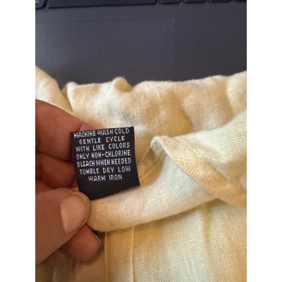 Style & Co. Women’s Yellow Linen Button Front Blouse Size 10 Long Sleeve Crochet - Picture 5 of 6